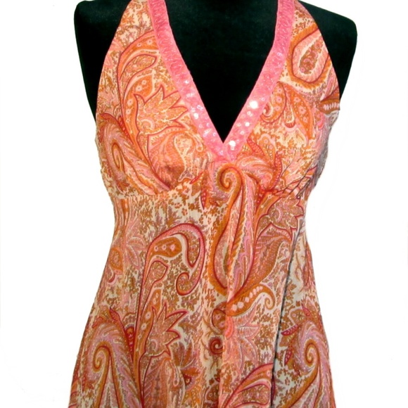 Heart Soul Pink & OJ Paisley Sequin Top ~ L - Picture 4 of 8